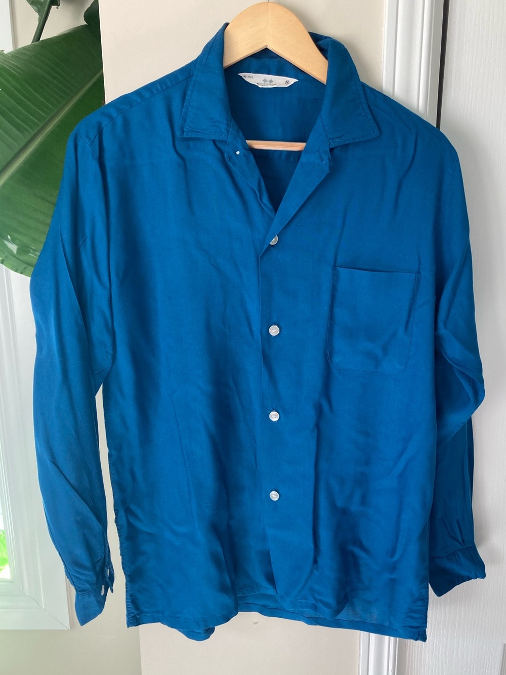 Rich Blue Long-Sleeve Button-Up Shirt